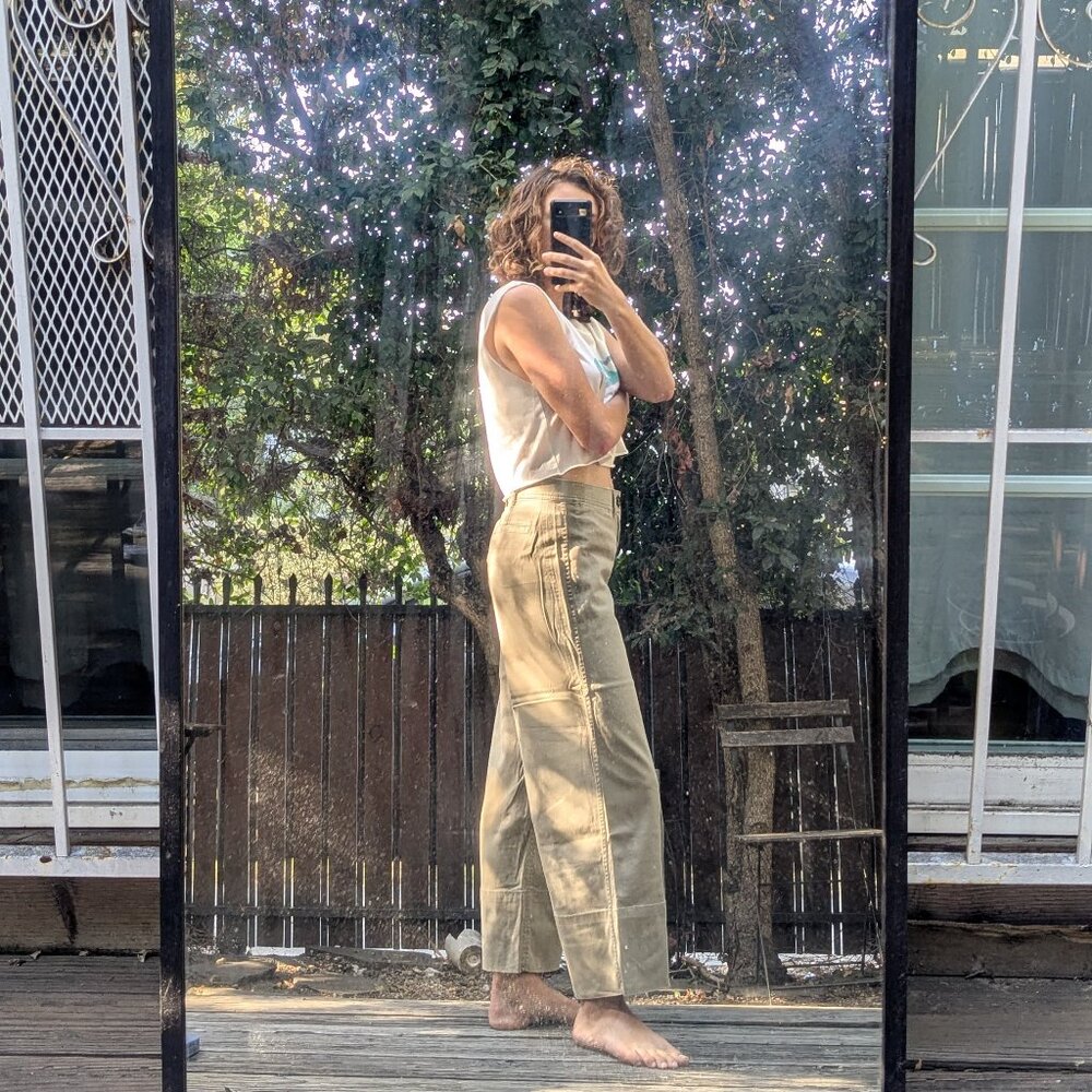 Madewell green wide leg pants